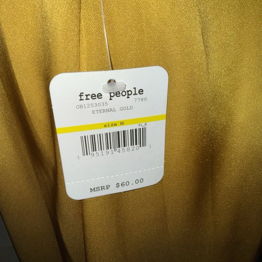 Intimately Free People Medium Gold Good Company Cowl Open Back Cami Dress NEW - Picture 2 of 6